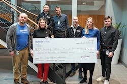 Recipients of the Uponor North America Unsung Heroes donations gathered in Apple Valley, Minn., to be honored with their donations. From L-R: Alex Khrystych, Sarah Qualy, David Nguyen, Yakov Gradinar, Nate Martineau, Aubrey Mozer, andYury Aroshidze. Recipients of the Uponor North America Unsung Heroes donations gathered in Apple Valley, Minn., to be honored with their donations. From L-R: Alex Khrystych, Sarah Qualy, David Nguyen, Yakov Gradinar, Nate Martineau, Aubrey Mozer, andYury Aroshidze.