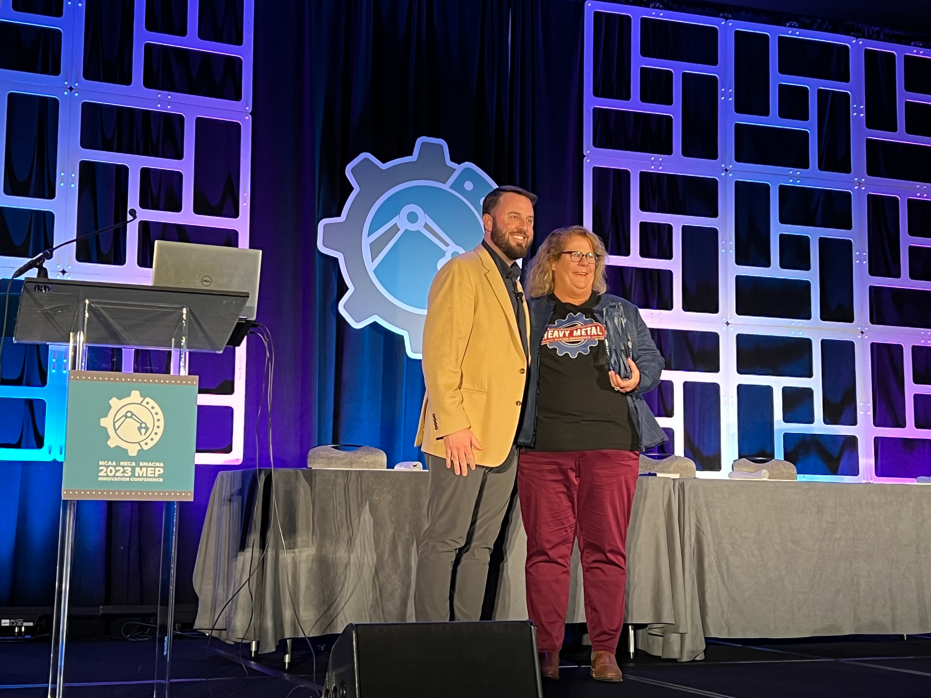 Angie Simon was presented with the inaugural 'Industry Advocate Award' at the 2023 MEP Innovation Conference for her efforts with the Heavy Metal Summer Experience.