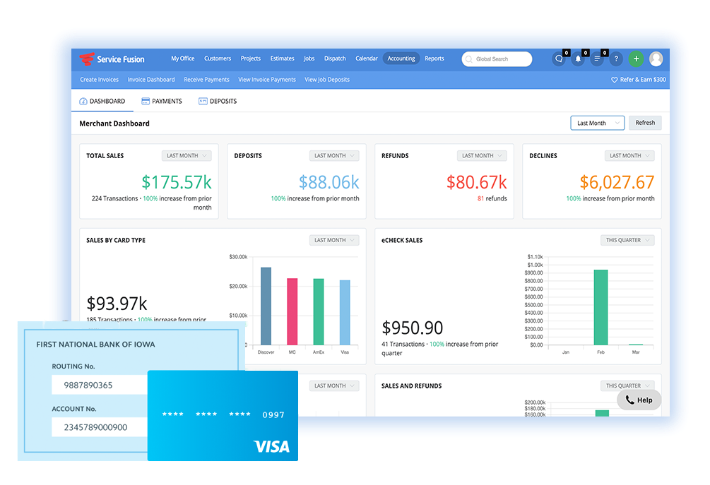The Service Fusion payment screen.