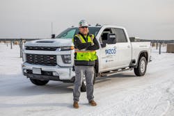 An AZCO technician out on a solar installation job. An AZCO technician out on a solar installation job.