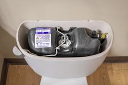 A look inside a pressure-assist toilet. A look inside a pressure-assist toilet.