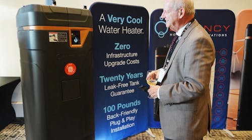 The Essency EXR water heater, as seen recently in the exhibit hall at the Edison Awards in Fort Myers, Florida.