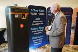 The Essency EXR water heater, as seen recently in the exhibit hall at the Edison Awards in Fort Myers, Florida. The Essency EXR water heater, as seen recently in the exhibit hall at the Edison Awards in Fort Myers, Florida.