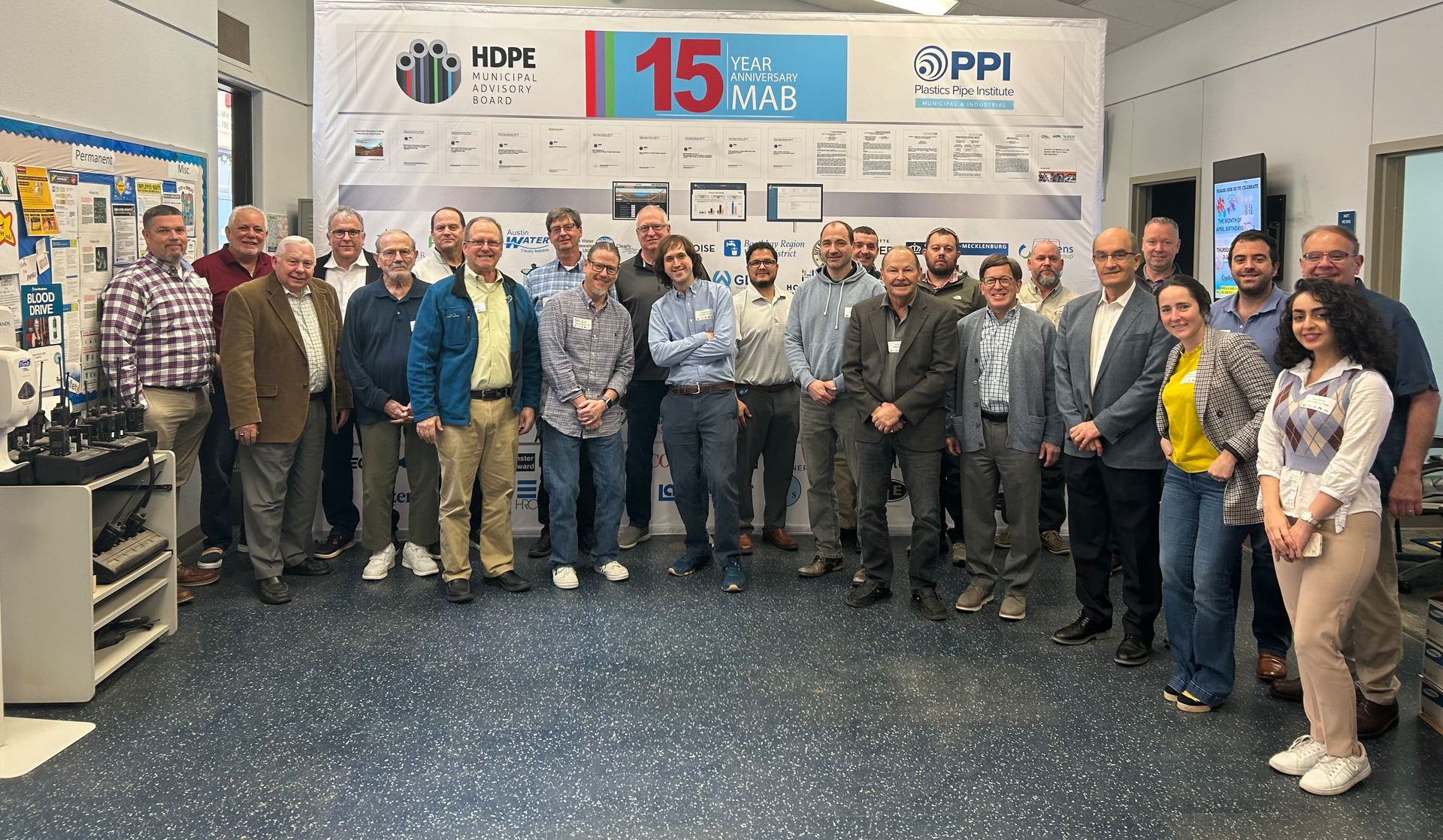 MAB members celebrate the group&rsquo;s 15th year anniversary at its recent meeting.