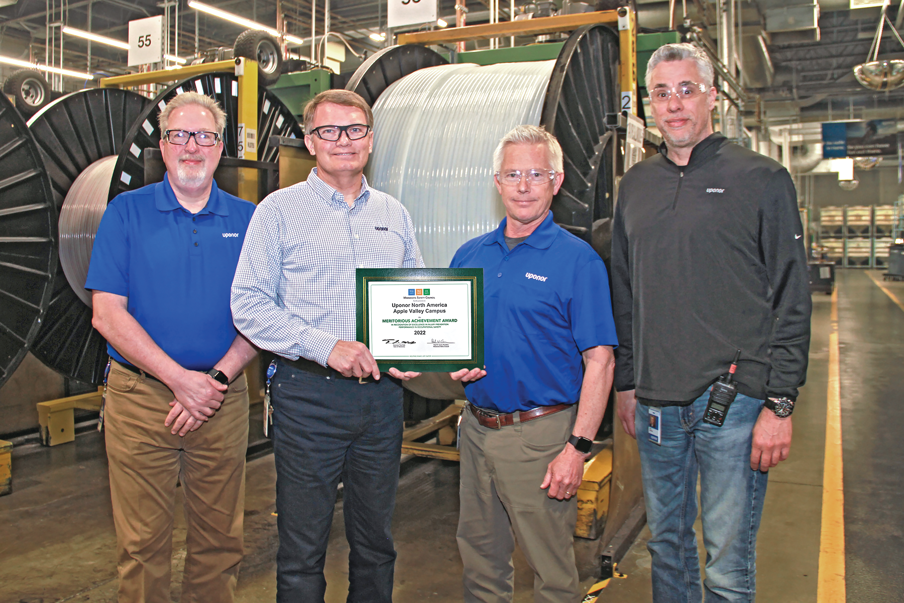 Left to right: Ryan Fleser, director, Quality and EHS; Jon Sillerud, VP, Integrated Supply Chain; John Sundeen, director, Manufacturing, and Paul Serafini, manager, Environmental, Health, and Safety (EHS).