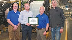 Left to right: Ryan Fleser, director, Quality and EHS; Jon Sillerud, VP, Integrated Supply Chain; John Sundeen, director, Manufacturing, and Paul Serafini, manager, Environmental, Health, and Safety (EHS).