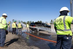 Sewer cleaning nozzles at extremely high pressures should only be used in a pipe—or the nozzle could whip around like a fire hose. Sewer cleaning nozzles at extremely high pressures should only be used in a pipe—or the nozzle could whip around like a fire hose.