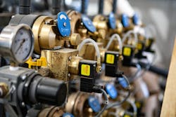 Part of a pumping station at a cannabis cultivation facility. Part of a pumping station at a cannabis cultivation facility.