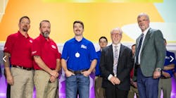 Tristian Wright (center) proudly wearing his gold medal in pipefitting from the 2023 National Craft Championships. Tristian Wright (center) proudly wearing his gold medal in pipefitting from the 2023 National Craft Championships.