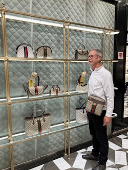 The author models the latest fashions from Milan. The author models the latest fashions from Milan.