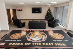 The stations feature a common area with large, flat screen TV. Ample sunlight bathed the area through big glass doors leading to an expansive outer deck with seating and barbeque grill. The stations feature a common area with large, flat screen TV. Ample sunlight bathed the area through big glass doors leading to an expansive outer deck with seating and barbeque grill.