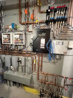 The system, designed by Messana Hydronic Technologies includes 13 zones. The system, designed by Messana Hydronic Technologies includes 13 zones.