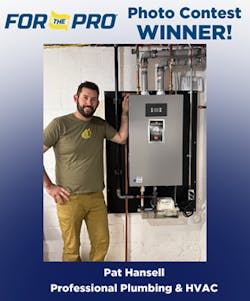 Pat Hansell of West Chester, Pennsylvania, is the first weekly winner of the Bradford White For the Pro® Photo Contest. Pat Hansell of West Chester, Pennsylvania, is the first weekly winner of the Bradford White For the Pro® Photo Contest.