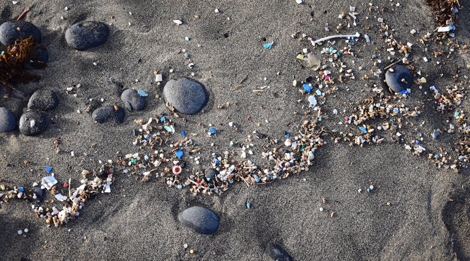 Microplastics on a beach.