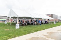 Employees past and present gather for the celebration at the RIDGID headquarters in Elyria, OH.