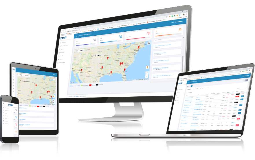 The YARDZ dashboard on desktop, laptop, smartphone and tablet.