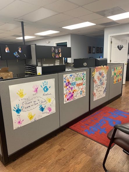 Mr. Rooter Plumbing of NW Florida works with six community groups. Pictured are some of the thank-you posters the company has received from its young visitors.