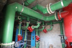 Large-diameter PP-RCT pipe installed. Large-diameter PP-RCT pipe installed.