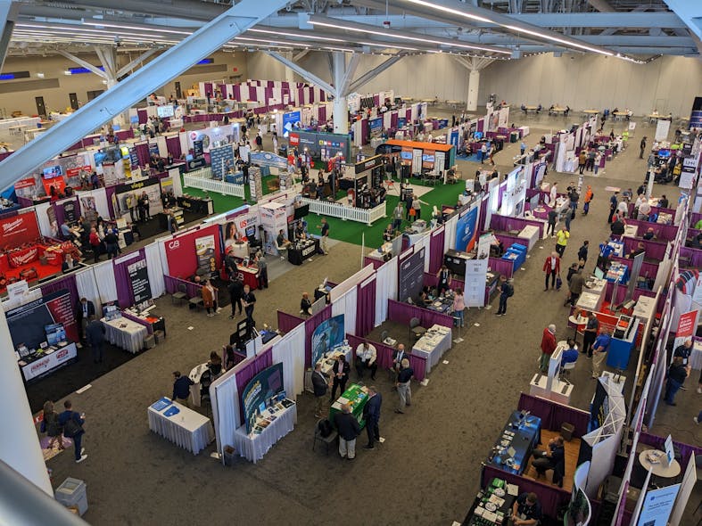 A view from above the exhibit hall.