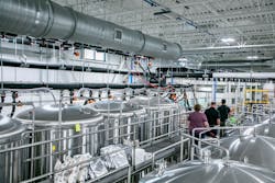 Angela Sampaio (National Sales Manager at GF) and Bob Tedder (Product Manager, Pre-insulated Piping Systems at GF) visit the Charlton facility with Luke Leger, Senior Maintenance Technician at Tree House Brewing. GF has provided Tree House with consistent technical support through several expansions of its COOL-FIT piping system. Angela Sampaio (National Sales Manager at GF) and Bob Tedder (Product Manager, Pre-insulated Piping Systems at GF) visit the Charlton facility with Luke Leger, Senior Maintenance Technician at Tree House Brewing. GF has provided Tree House with consistent technical support through several expansions of its COOL-FIT piping system.