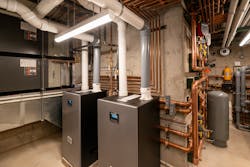 Center Line installed two, 399 MBH Aspen light commercial boilers for the snowmelt, radiant, pool heat and DHW.