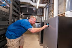 Landis, Center Line installer, check runtime hours on the two Aspen Light Commercial boilers. Landis, Center Line installer, check runtime hours on the two Aspen Light Commercial boilers.