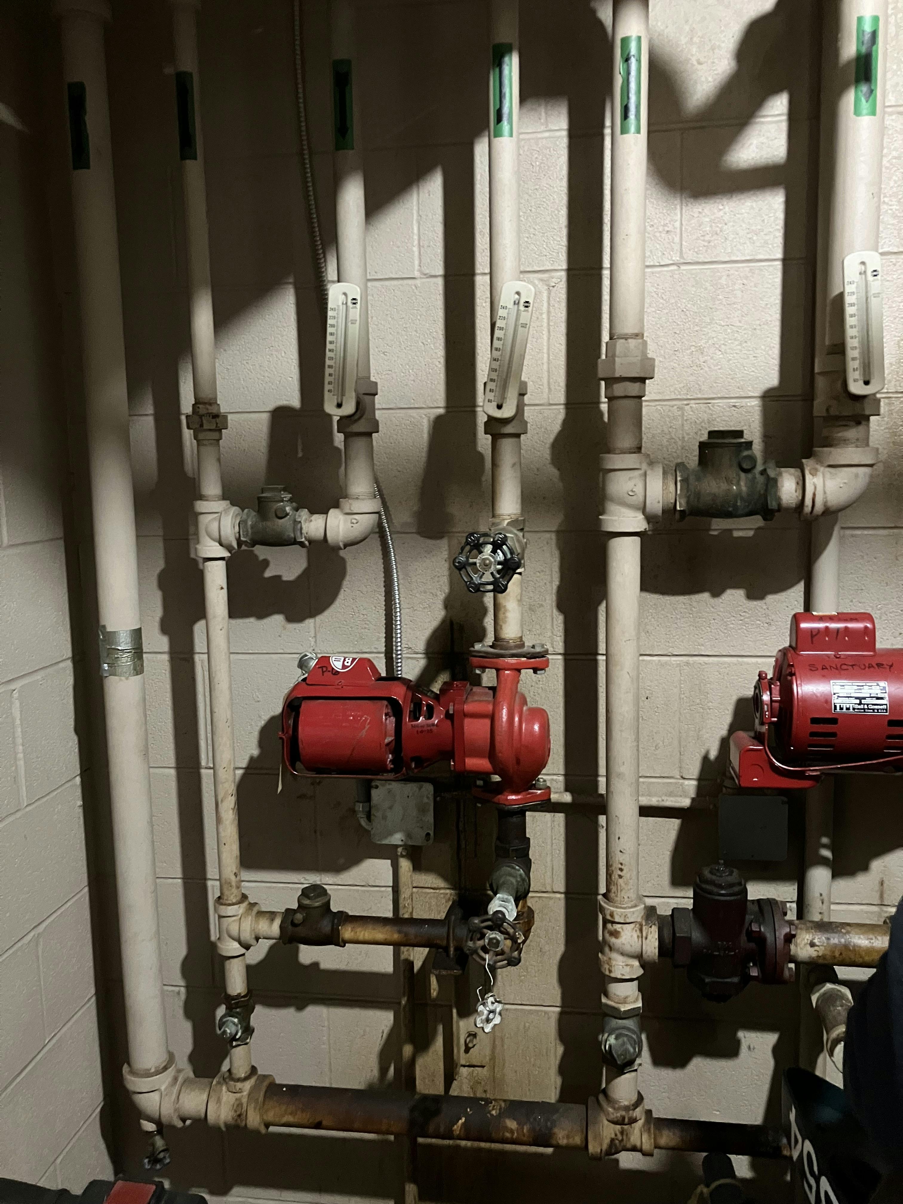 Two of the three pumps that were installed, all piped the same way.