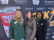 From left to right, Ali Corr, Corporate Relations Manager (Philabundance), Rebecca Owens, Senior Communication Manager (Bradford White) and Loree D. Jones Brown, CEO (Philabundance) at the 2023 Camp Out for Hunger event in Philadelphia, PA.