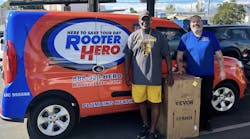 Rooter Hero volunteers donate a ice maker to a local high school. Rooter Hero volunteers donate a ice maker to a local high school.