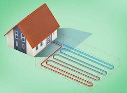 Geothermal heating and cooling system linear with ground horizontal collector. Geothermal heating and cooling system linear with ground horizontal collector.