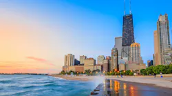 The Chicago skyline seen from North Avenue Beach.