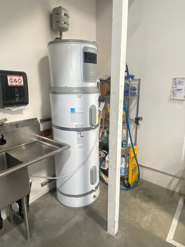 The 80-gallon water heaters is ENERGY STAR certified and uses up to 55 percent less energy than other units that meet the minimum federal standard.