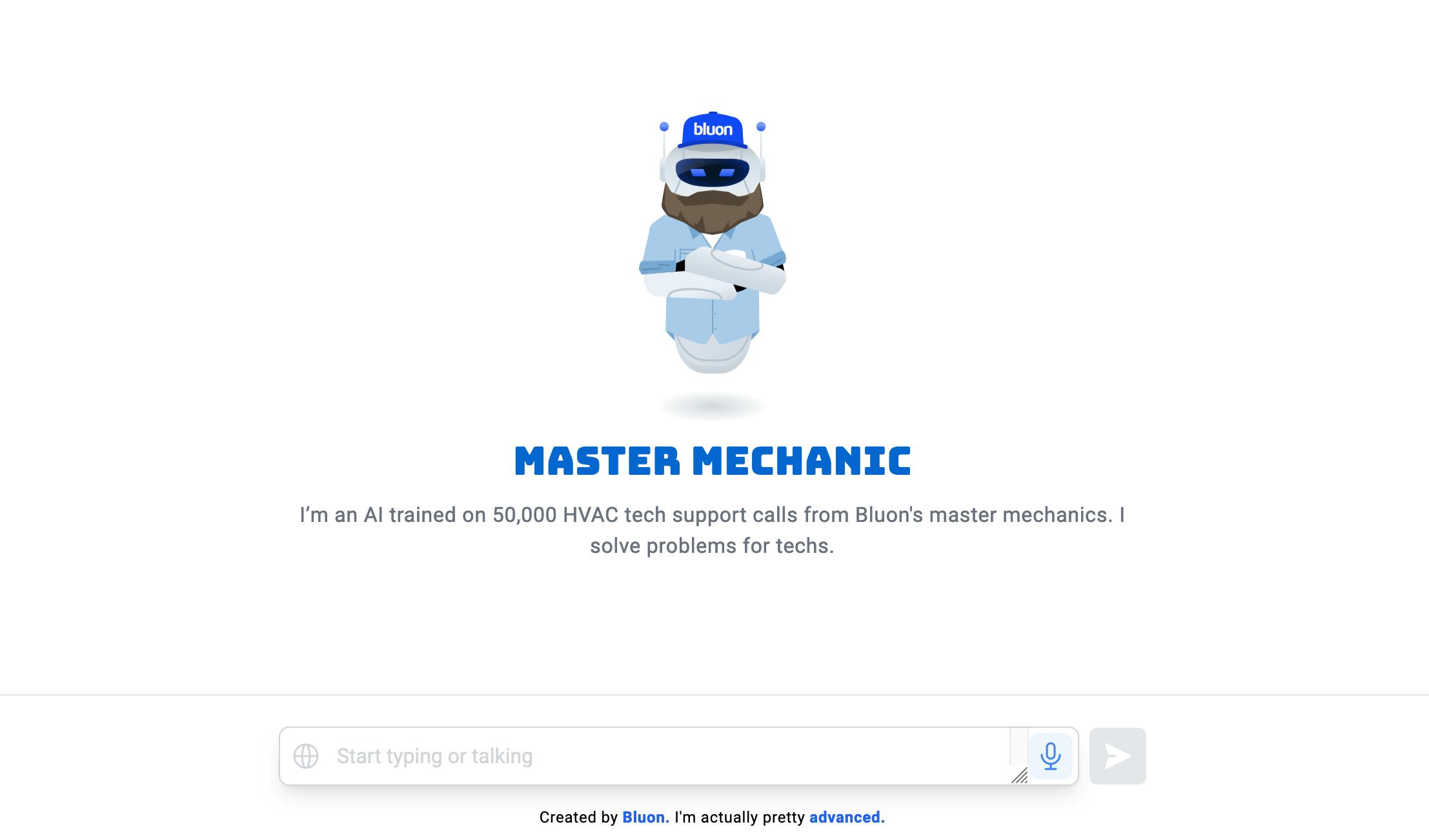 The Master Mechanic home screen.