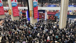 Crowds on the first day awaiting the opening of the show floor. Final count had 48,034 attendees and 1,875 exhibitors, making it the second most well-attended Expo in the show&apos;s history.