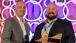 Ryan Hoggatt (right) accepting the 2024 MEP Innovator of the Year award. Ryan Hoggatt (right) accepting the 2024 MEP Innovator of the Year award.