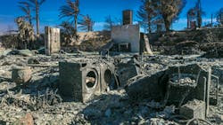 Destroyed home from 2018 Thomas Fire off Foothill Road in the Via Arroyo and Via Pasito neighborhood in California. Destroyed home from 2018 Thomas Fire off Foothill Road in the Via Arroyo and Via Pasito neighborhood in California.