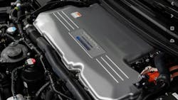 A Honda hydrogen fuel cell. A Honda hydrogen fuel cell.