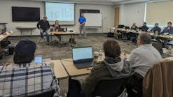 Attendees work in small groups and present their findings to the class at the 2024 PHCC Essentials of Project Management class conducted March 13-16, 2024 at the Viega Training Facility in Nashua, New Hampshire.
