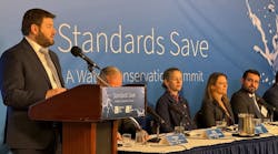 Zach Schafer, Senior Advisor, Office of Water at United States Environmental Protection Agency, addressing the International Code Council, &apos;Standards Save: Water Conservation Conference,&apos; in Washington, D.C. at the National Press Club on Thursday, March 21.