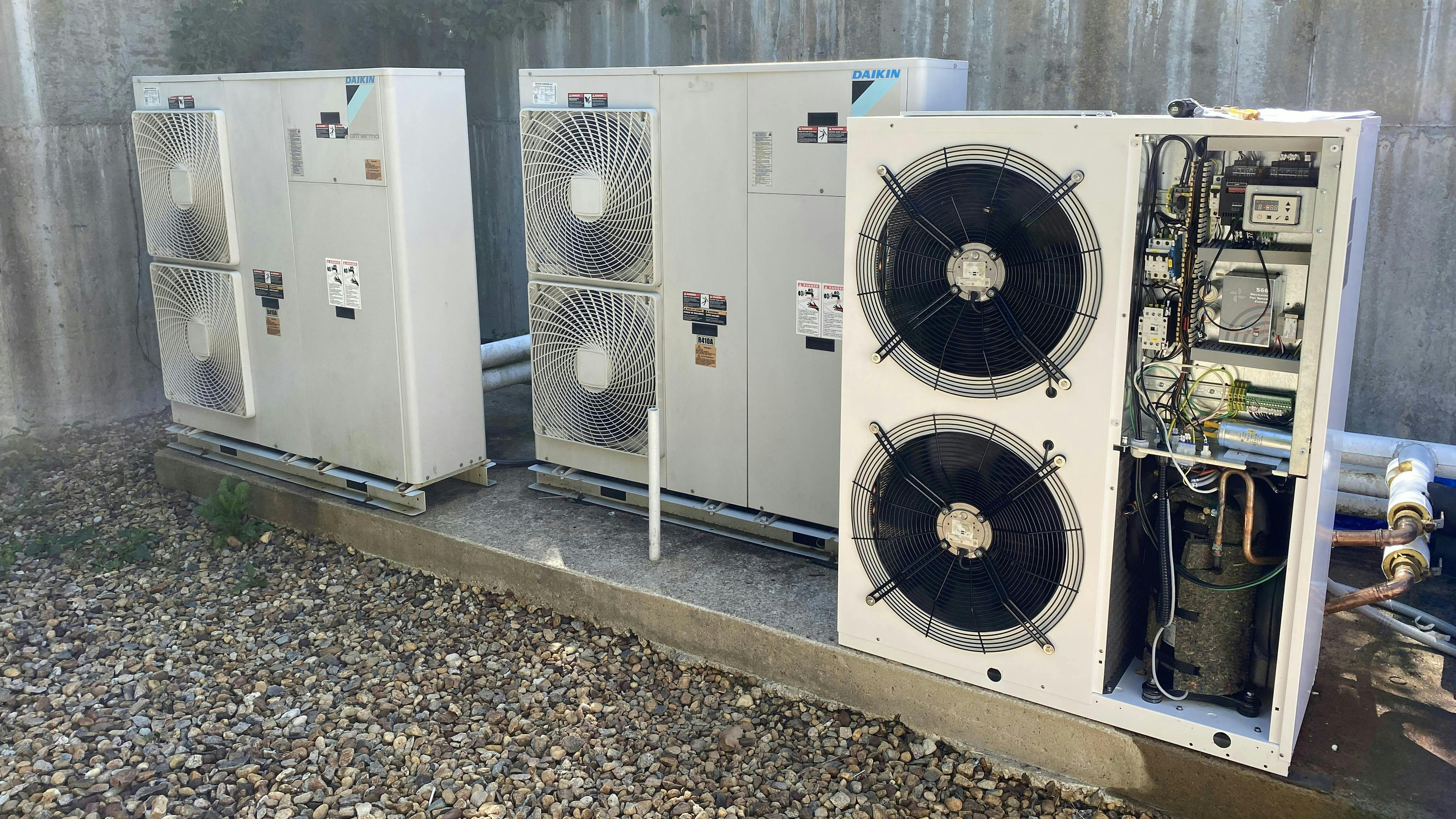 The Aermec heat pump replacement units.