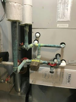 Piping confusion at chiller water coils with three-way valves.
