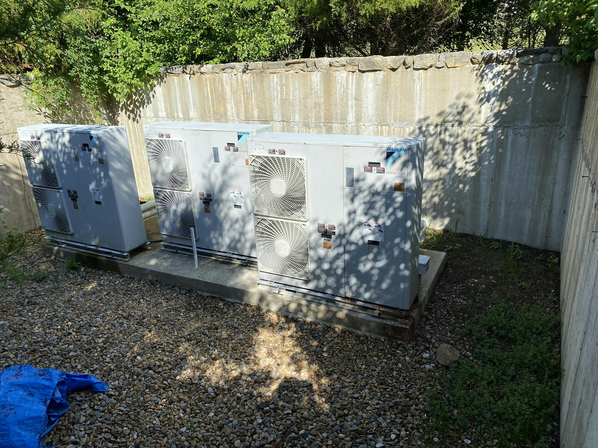 Three Daikin Althermas in the chiller pit.