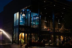 The Logboat taproom expansion at night. The Logboat taproom expansion at night.