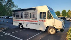 One of the tour's 26-foot long mobile showroom vans. One of the tour's 26-foot long mobile showroom vans.