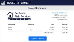A sample project estimate from Project2Payment. A sample project estimate from Project2Payment.
