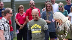 Montel Williams on the set of Military Makeover.