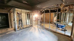 Matt Black’s DRYmedic technicians wear personal protective equipment while removing drywall in a customer’s home. Matt Black’s DRYmedic technicians wear personal protective equipment while removing drywall in a customer’s home.