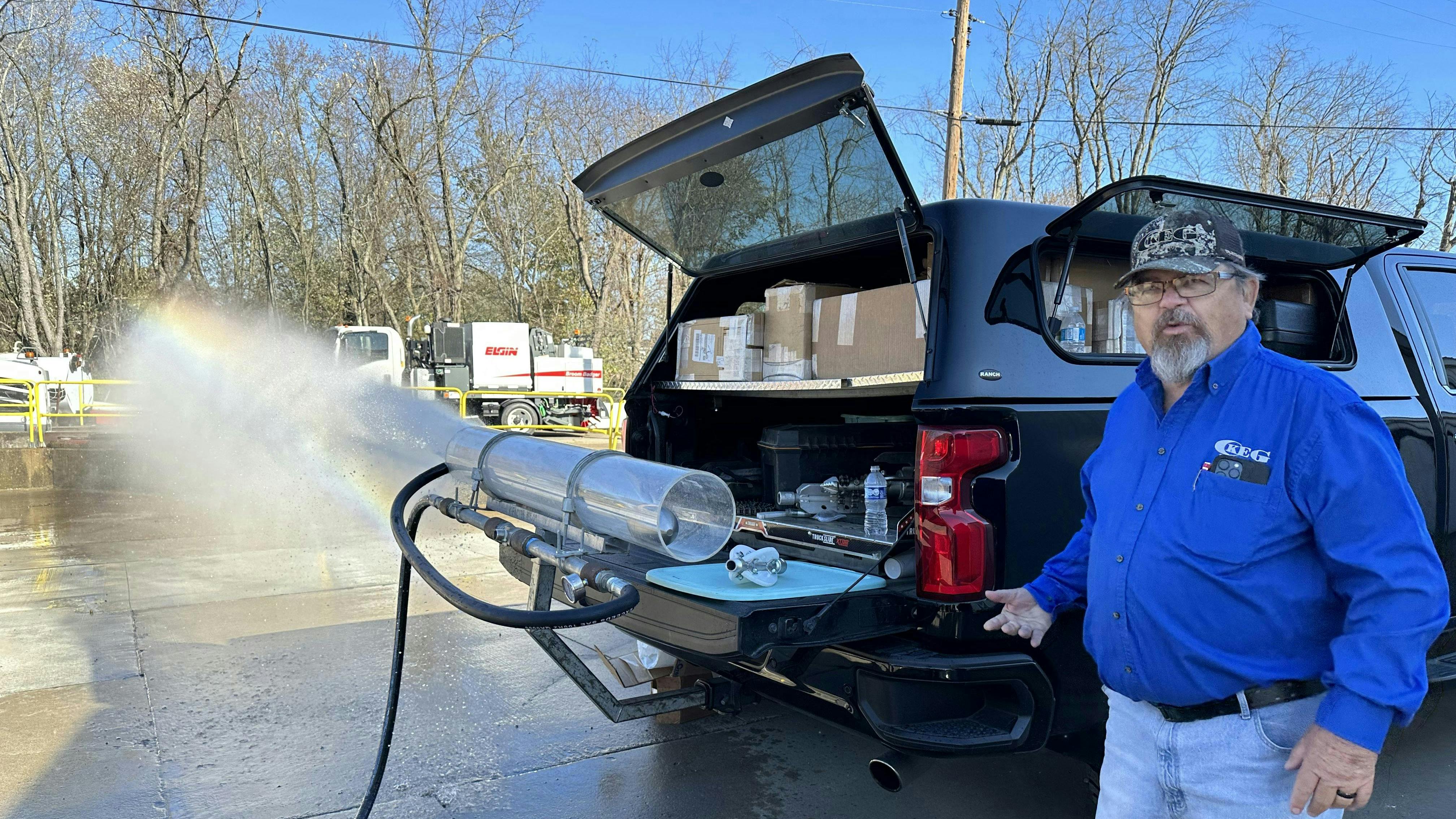 A very high-efficiency Tier-3 nozzle running 60 gallons a minute at 2,000 PSI will impact a plate nine feet away with 98 pounds of force.