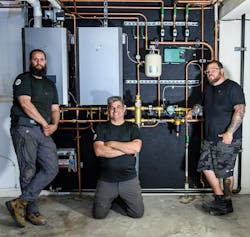 Mike Flynn, Ryan Adam and Tommie Boymann with the finished installation. Mike Flynn, Ryan Adam and Tommie Boymann with the finished installation.