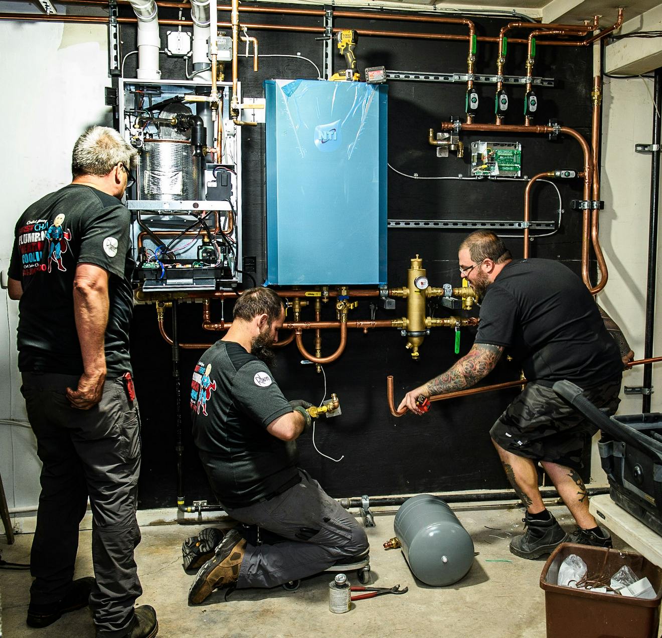 The FirstChoice team finishing up some piping work.